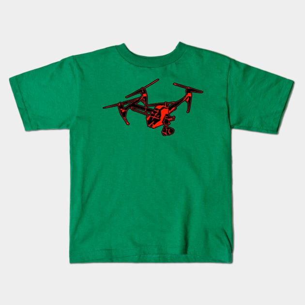 Red Drone Kids T-Shirt by AKdesign